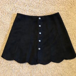 Rumore Button-down Scalloped Edge Skirt Black M